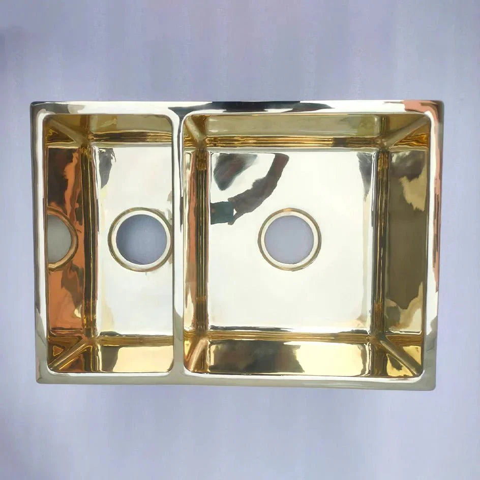 Unlacquered Brass vs Antique Brass: What Is the Difference? featuring Unlacquered Brass Workstation Sink – Double Bowl Undermount