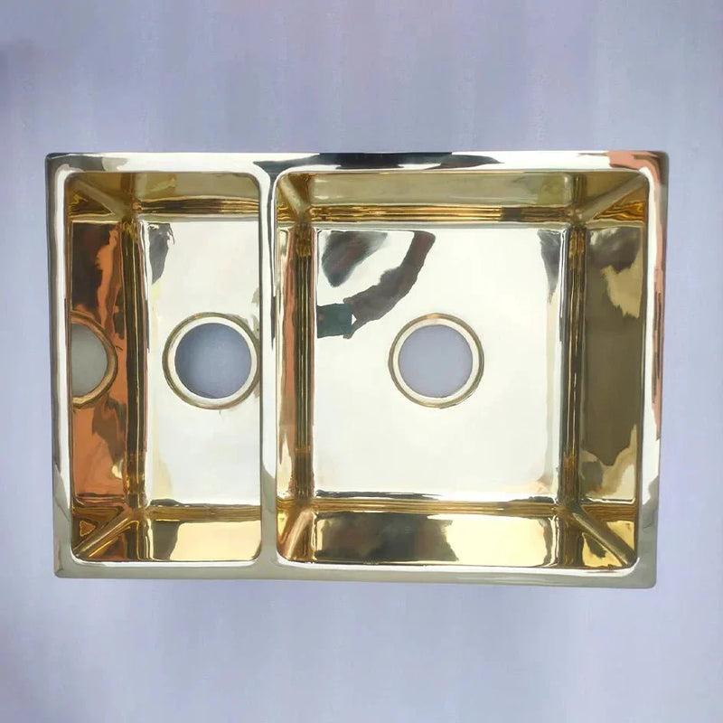Unlacquered Brass vs Antique Brass: What Is the Difference? featuring Unlacquered Brass Workstation Sink – Double Bowl Undermount
