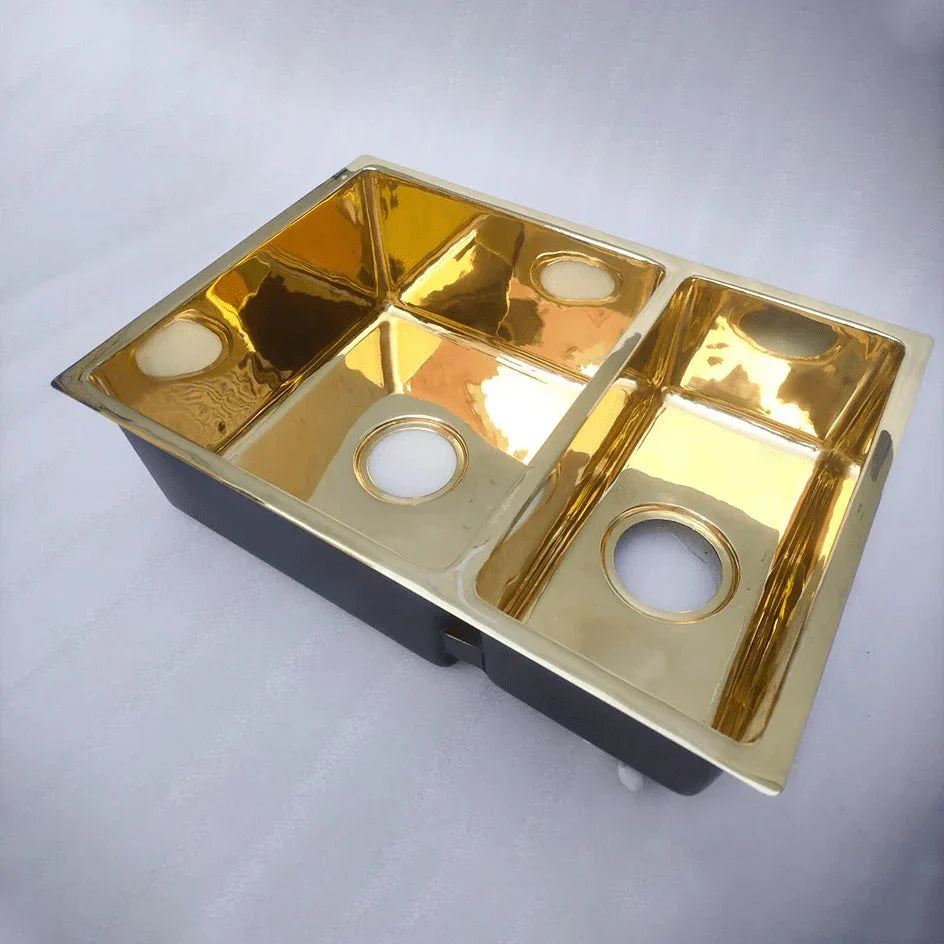 Unlacquered Brass Bathroom Sink: Design & Installation Guide featuring Unlacquered Brass Workstation Sink – Double Bowl Undermount
