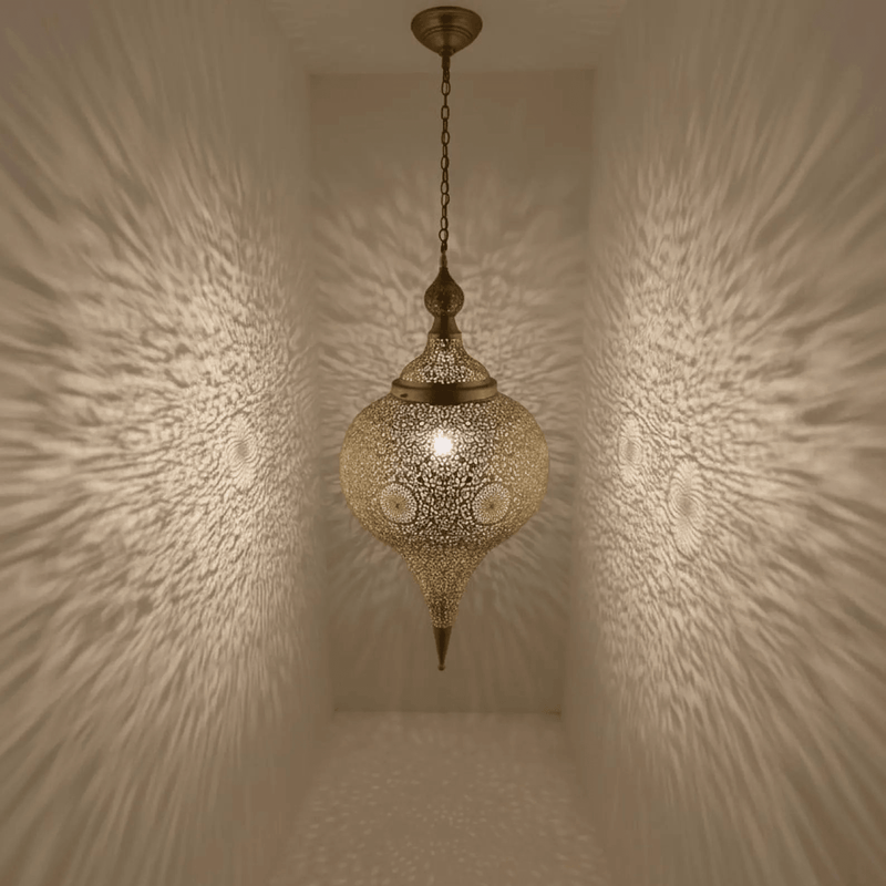 Boho Pendant Lighting Ideas featuring Brass Teardrop Pendant Light Tall Boho Ceiling Fixture