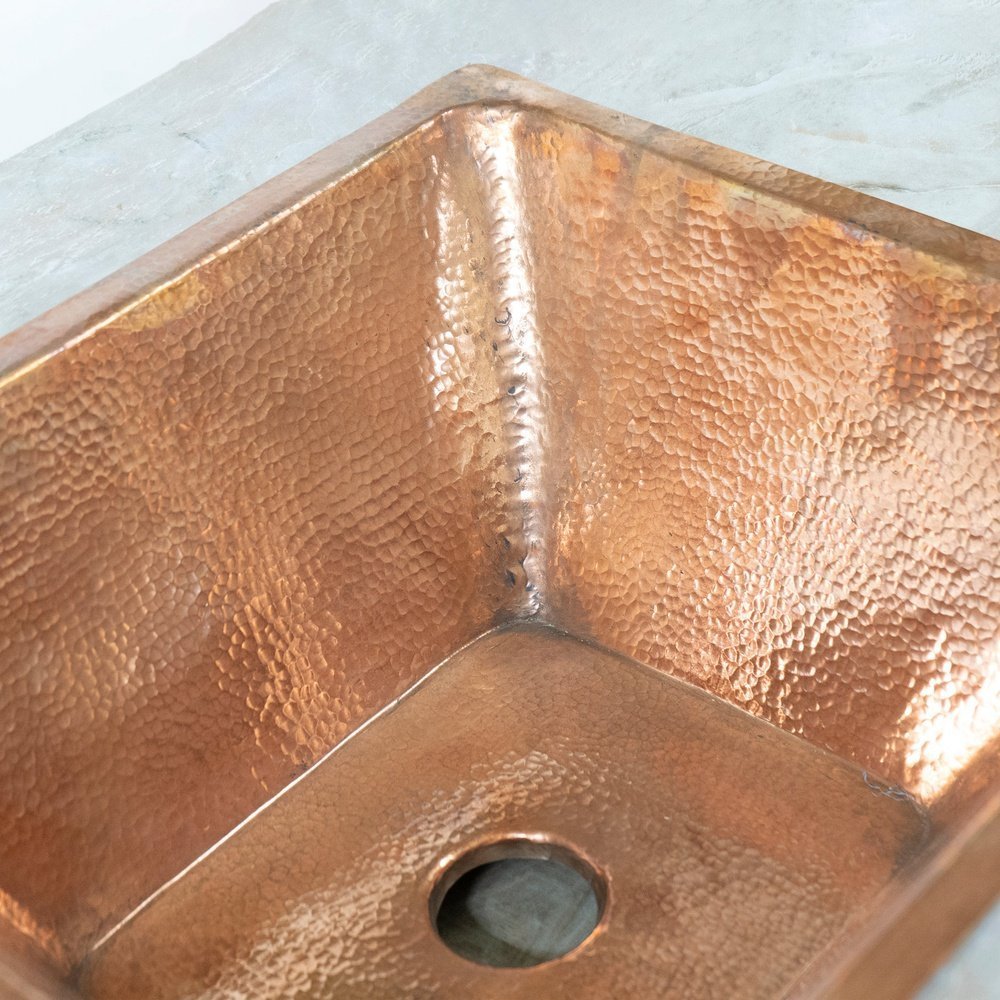 Biophilic Design and Living Materials featuring Handcrafted Undermount Hammered Copper Kitchen Sink