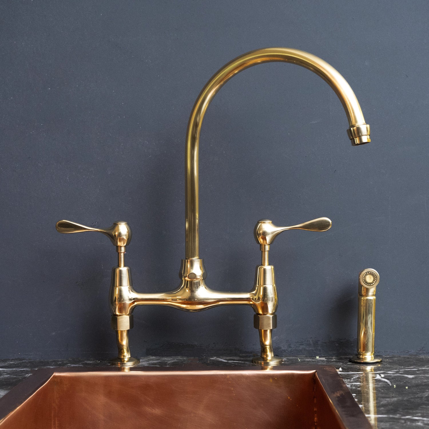 AquaPrime Kitchen Bridge Faucet - Brass For Homes - kitchen - faucets