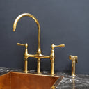 Unpainted Brass 3 Holes Bridge Faucet - Brass For Homes - kitchen - faucets