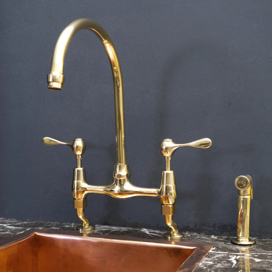 AquaPrime Kitchen Bridge Faucet - Brass For Homes - kitchen - faucets