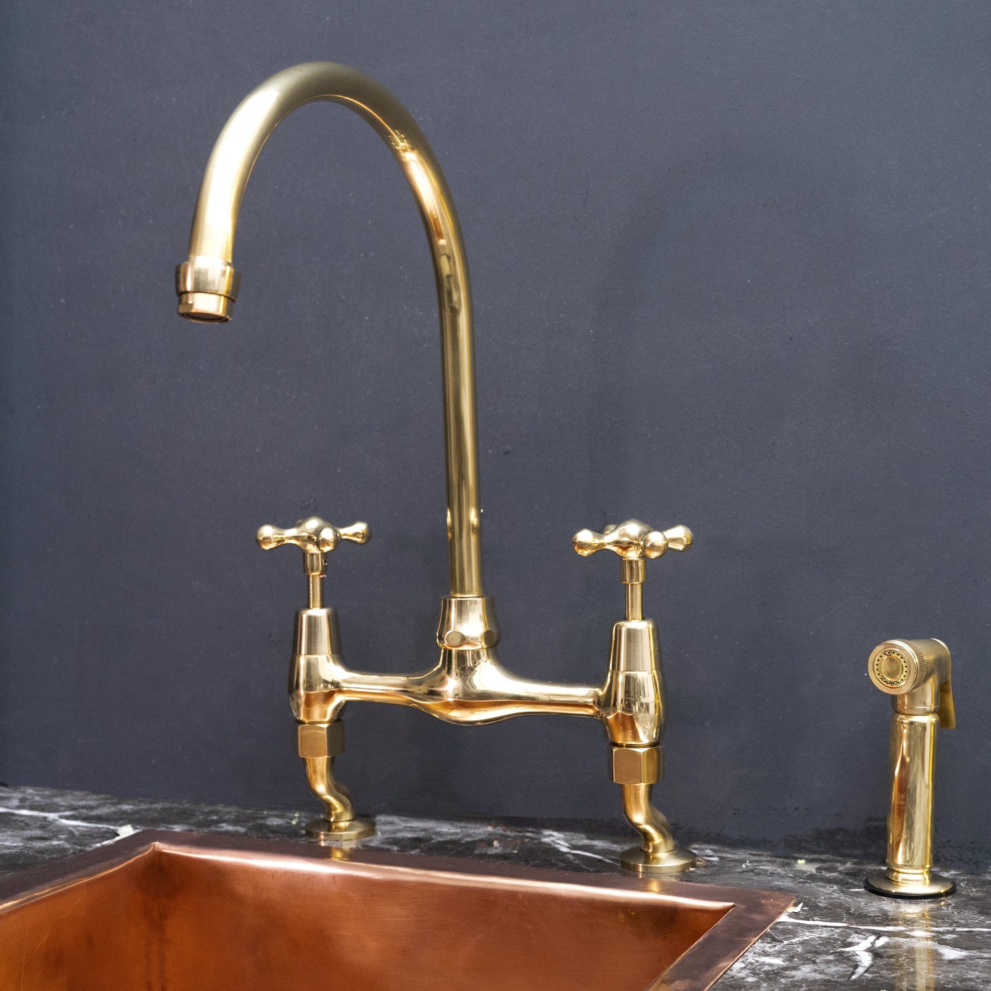 Unpainted Brass Kitchen Bridge Faucet - Brass For Homes - kitchen - faucets