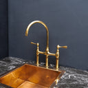 Unpainted Brass 3 Holes Bridge Faucet - Brass For Homes - kitchen - faucets