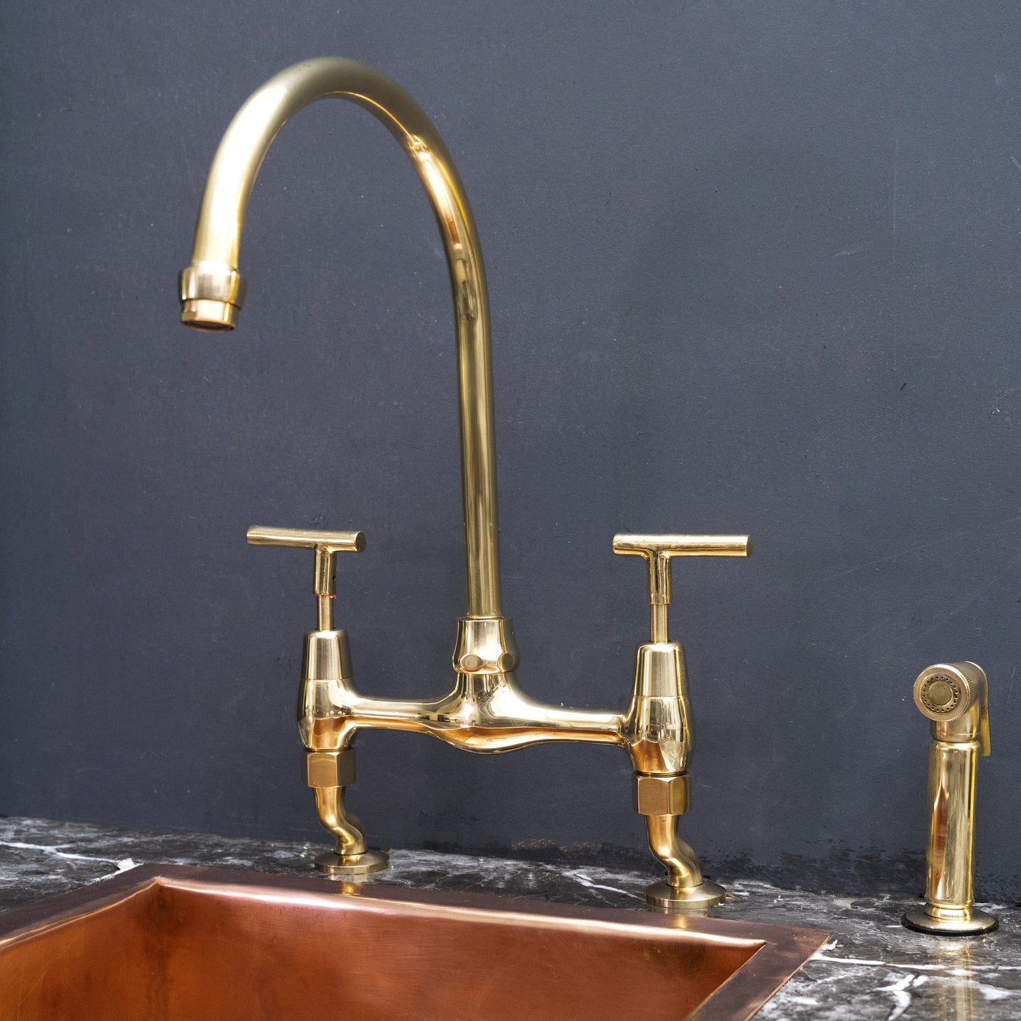 Unpainted Brass Kitchen Bridge Faucet - Brass For Homes - kitchen - faucets