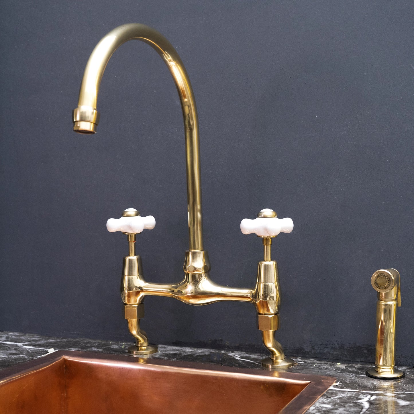Unpainted Brass Kitchen Bridge Faucet - Brass For Homes - kitchen - faucets