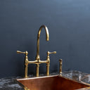Unpainted Brass 3 Holes Bridge Faucet - Brass For Homes - kitchen - faucets