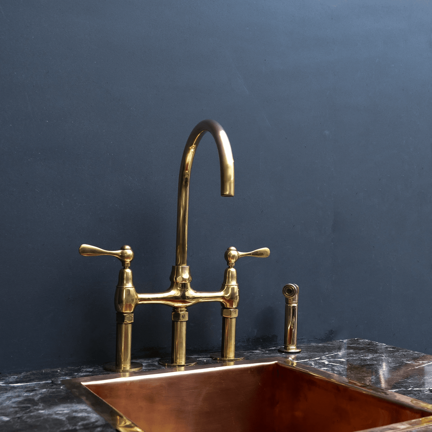 Unpainted Brass 3 Holes Bridge Faucet - Brass For Homes - kitchen - faucets