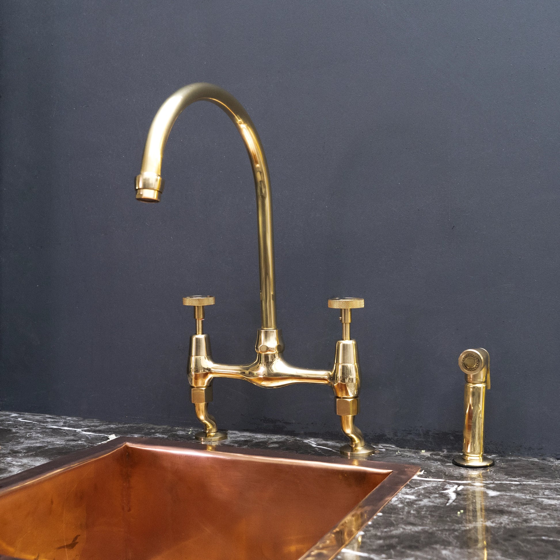 Unpainted Brass Kitchen Bridge Faucet - Brass For Homes - kitchen - faucets