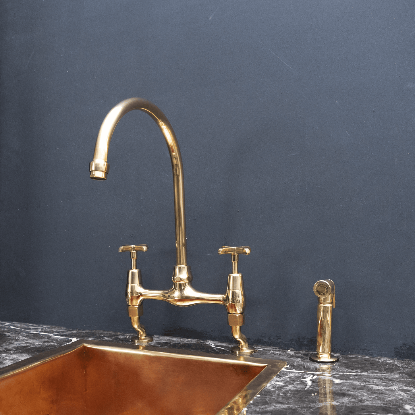 Unpainted Brass Kitchen Bridge Faucet - Brass For Homes - kitchen - faucets