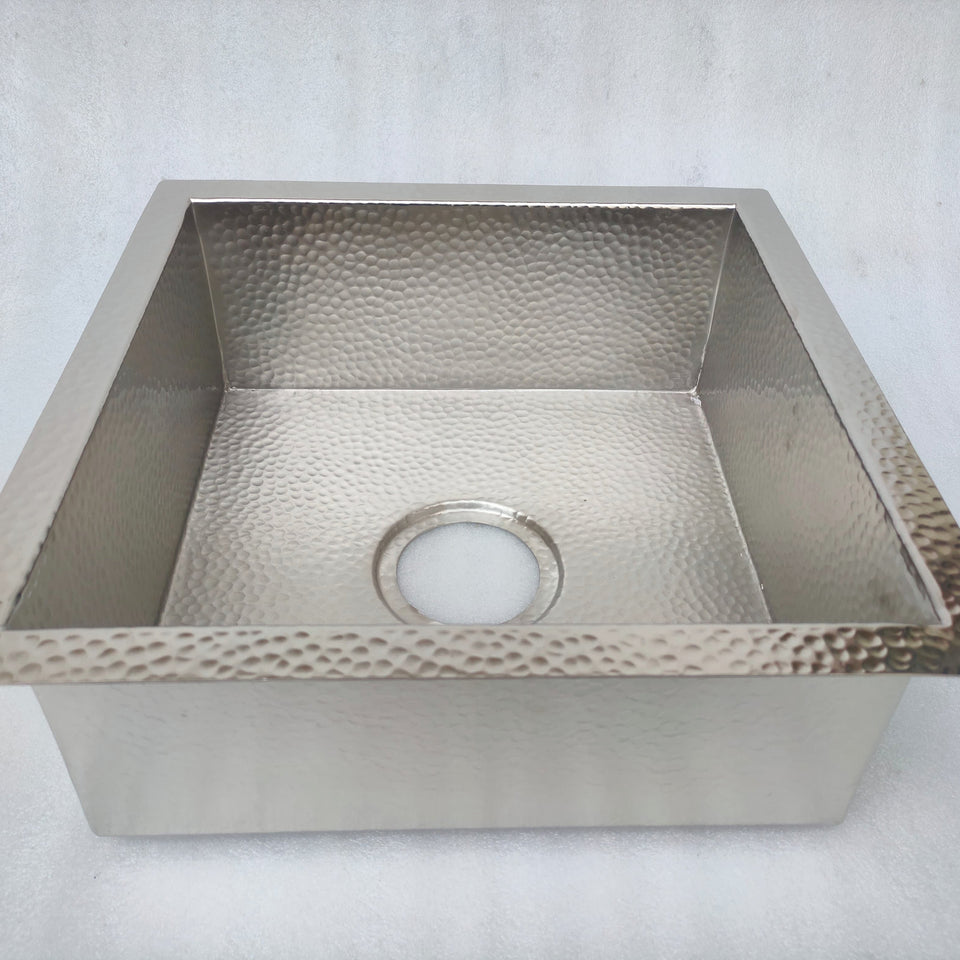 Handmade Silver Square Kitchen Sink - Brass For Homes - Drop Sink