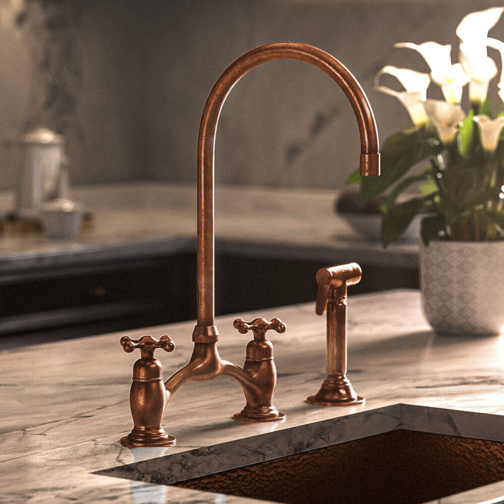 Victorian Bridge Faucet - Brass For Homes - Kitchen - faucets - top - 1 - 10 - pmax