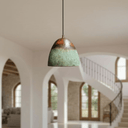 Verdigris Copper Bell Pendant – Green Patina Oxidized Ceiling Fixture - Brass For Homes - 