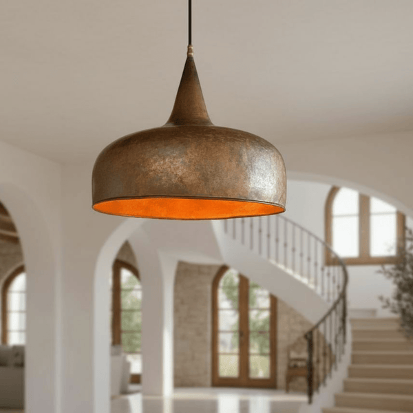 Aged Copper Dome Pendant – Vintage Ceiling Light for Kitchen Interiors - Brass For Homes - 