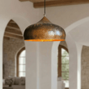 Aged Hammered Copper Pendant – Rustic Dome Light for Farmhouse Kitchens - Brass For Homes - 