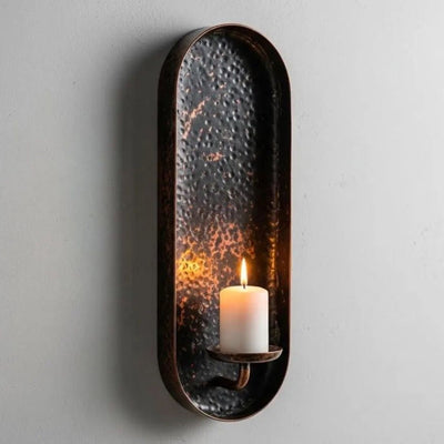 Aged Copper Wall Candle Holders Set of 2 – Moroccan Sconces pendant light for kitchen islands, dining rooms, vanities, and warm artisan interiors - view 1