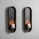 Aged Copper Wall Candle Holders Set of 2 – Moroccan Sconces pendant light for kitchen islands, dining rooms, vanities, and warm artisan interiors - view 4