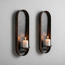 Aged Copper Wall Candle Holders Set of 2 – Moroccan Sconces pendant light for kitchen islands, dining rooms, vanities, and warm artisan interiors - view 5