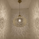 Brass Pendant Light – Boho Hanging Lamp with Intricate Shadow Patterns Pendant Lighting product photo