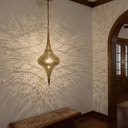 Brass Pierced Pendant Light – Boho Ceiling Fixture with Artistic Shadows - Brass For Homes - 