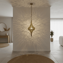 Brass Pierced Pendant Light – Boho Ceiling Fixture with Artistic Shadows - Brass For Homes - 
