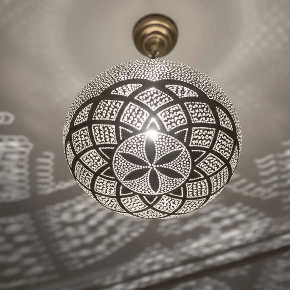 Brass Mandala Pendant Light – Floral Shadow Projection Ceiling Lamp Pendant Lighting product photo