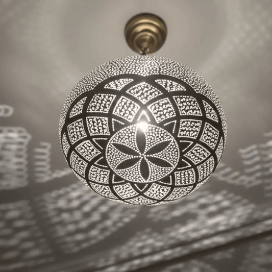 Brass Mandala Pendant Light – Floral Shadow Projection Ceiling Lamp - Brass For Homes - 