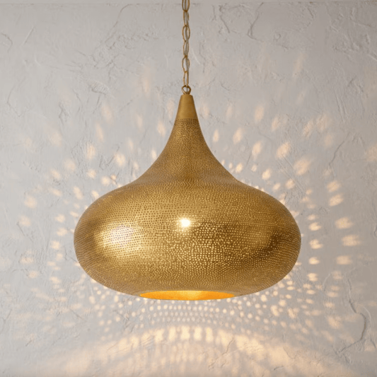 Brass Pendant Light – Handmade Perforated Onion Dome Ceiling Lamp - Brass For Homes - 