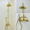 Unlacquered Brass Rain Shower shower system for primary bathrooms, guest bathrooms, walk-in showers, and classic bath renovations - view 1