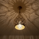 Brass teardrop pendant light illuminated with amber glow in boho interior – Brass For Homes