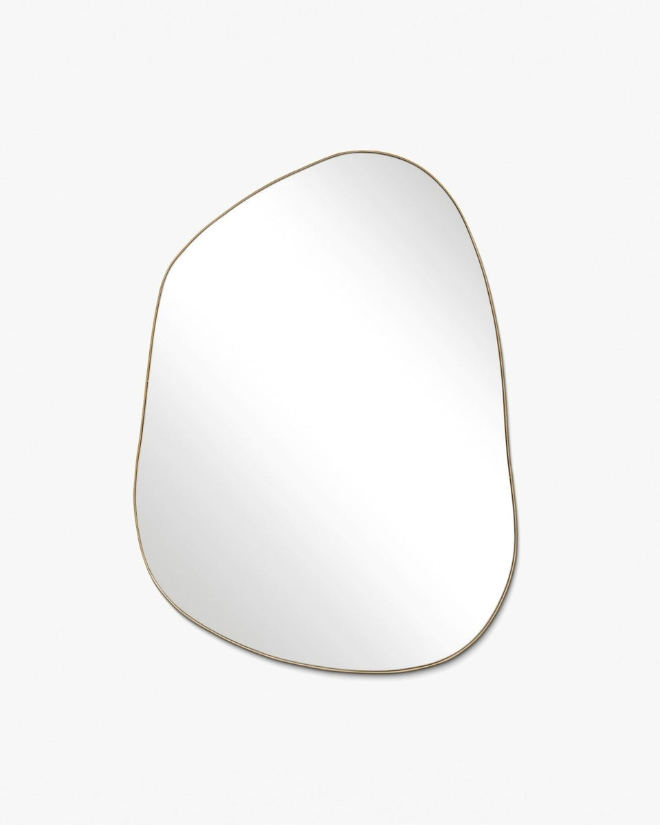 Brassy Gold Organik Mirror - Unlacquered Solid Brass wall mirror for bathrooms, entryways, dressing rooms, and decorative wall styling - view 1