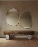 Brassy Gold Organik Mirror - Unlacquered Solid Brass wall mirror for bathrooms, entryways, dressing rooms, and decorative wall styling - view 3