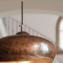 Oxidized copper kitchen pendant light, angled overhead view – Brass For Homes
