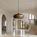 Hammered Copper Dome Pendant – Oxidized Rustic Ceiling Light for Kitchens - Brass For Homes - 