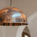 Oxidized Copper Dome Pendant – Rustic Ceiling Light for Farmhouse Kitchens - Brass For Homes - 