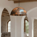 Oxidized Copper Dome Pendant – Rustic Ceiling Light for Farmhouse Kitchens - Brass For Homes - 