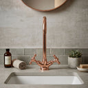 Copper Gooseneck Bathroom Faucet – Solid Brass Basin Tap bathroom faucet for bathroom vanities, powder rooms, basin sinks, and vintage-inspired wash spaces - view 1