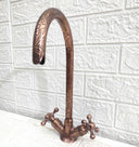 Copper Gooseneck Faucet with Engraved Design kitchen faucet for kitchen sinks, prep sinks, bridge faucet layouts, and farmhouse kitchens - view 1