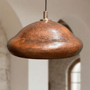 Copper dome pendant light side profile view with adjustable hanging cord – Brass For Homes