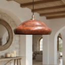 Copper rustic dome pendant light hanging over kitchen island – Brass For Homes