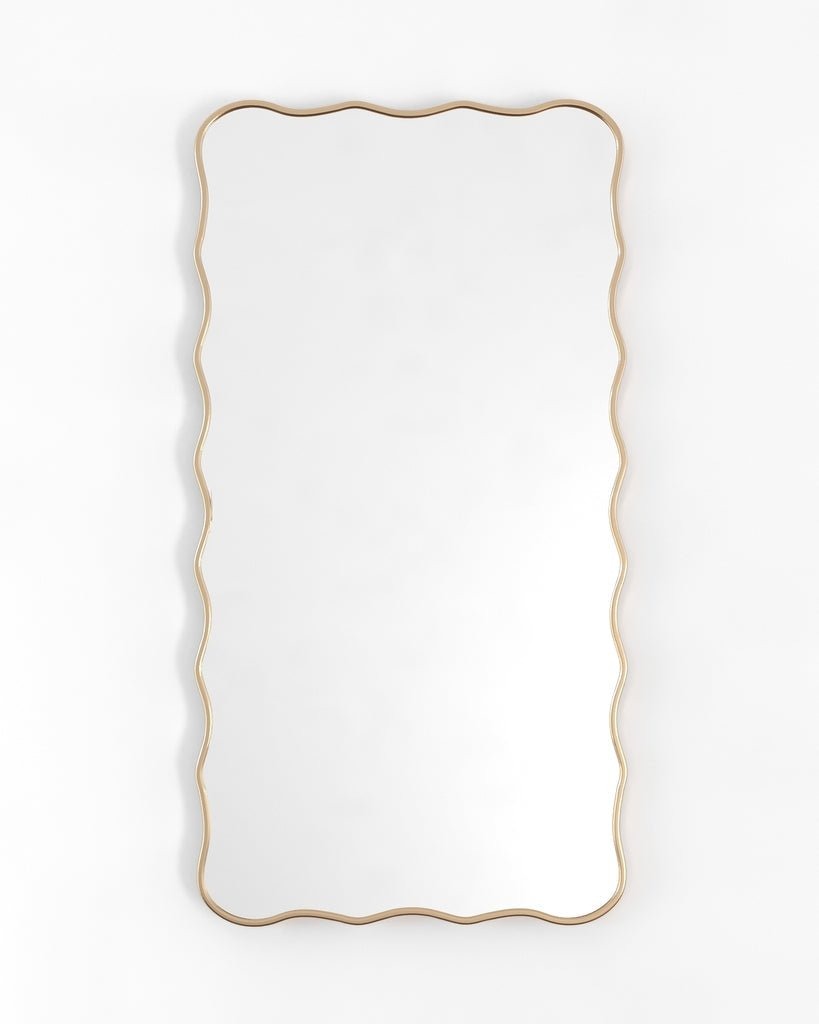 Edged Joy Full Length Mirror - Unlacquered Solid Brass wall mirror for bathrooms, entryways, dressing rooms, and decorative wall styling - view 1
