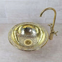 Engraved Brass Bathroom Sink – Round Undermount Basin Sinks detail view 3