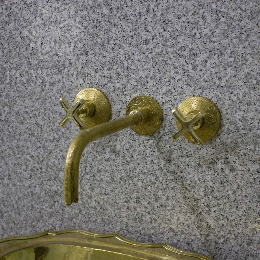 Engraved Wall Mounted Faucet wall mount faucet for wall-mounted sink layouts, bathrooms, kitchens, and compact wash spaces - view 1