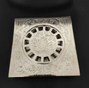 Engraved Silver Floor drain kitchen hardware for cabinets, drawers, sinks, drains, pot rails, and kitchen utility areas - view 2