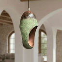 Green Patina Copper Pendant – Oval Cutout Ceiling Light for Rustic Decor pendant light for kitchen islands, dining rooms, vanities, and warm artisan interiors - view 5