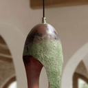 Green patina oval cutout copper pendant as decorative lantern ceiling fixture — Brass For Homes