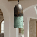 Handmade green patina copper cylinder ceiling lamp with industrial aesthetic — Brass For Homes