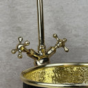 Hammered Brass Vessel Bathroom Sink – Black Round Basin Sinks detail view 2